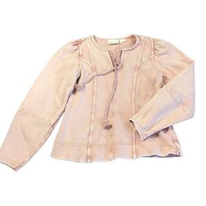 Maeve by Anthropologie Jeanne Puff-Sleeved Washed French Terry Pullover